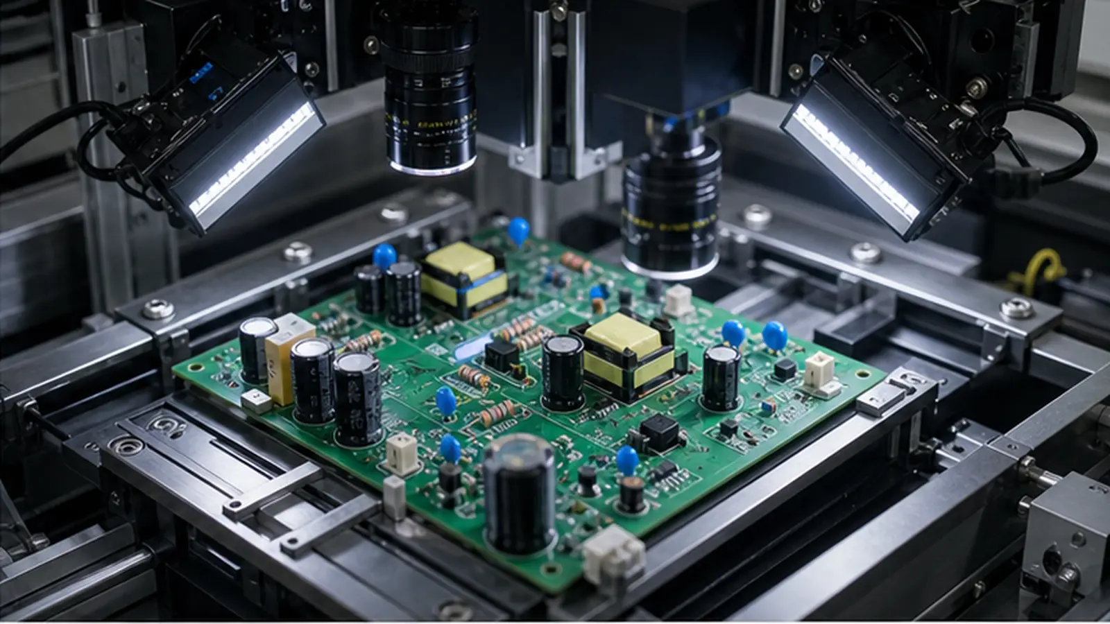 PCB 插件极性与漏装视觉检测安装复盘 在PCB 插件极性与漏装检测产线运行的工业视觉现场